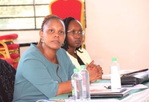 MaryGorret Musau, a health professional at Makueni County level 4 hospital and Jacinta Musyoka -YSD Makueni following keenly a conversation on access of youth friendly services available at Makueni County.